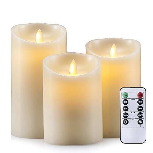 Air Zuker Flameless Candles Super-long Battery Life Dancing Flame Wax Pillar Led Candle With Timer And 10-key