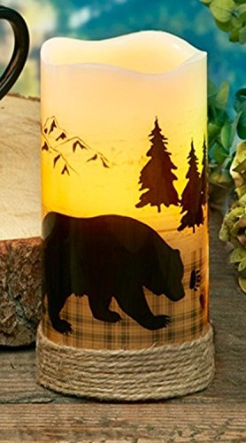Pack of 4 Country Rustic Bear LED Lighted Wax Flameless Pillar Candles with Timer 6