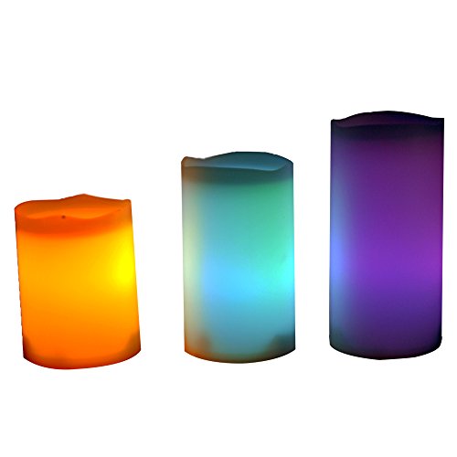 Pansdore Pack Of 3 Pillar Votive Flameless Led Candles With Timer And Remote Control Tea Light Candles Round
