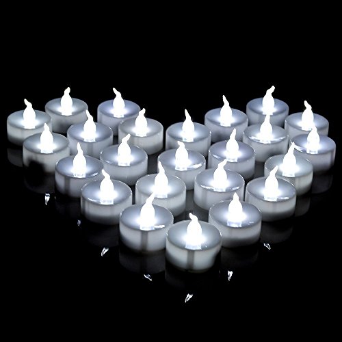 24 pcs Battery Operated Flameless LED Tealights Candles White Bright Flickering Candles lights Electronic candle