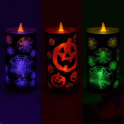 Irealist Halloween Led Candles Wavy Flickring Flameless Candle Tea Lights Halloween Pattern Battery Operated Led