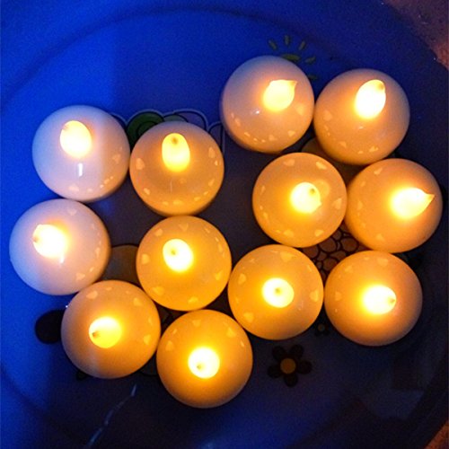Laprobing Floating Led Battery Operated Flameless Candles Yellow Lighting Tea Lights Waterproof For Wedding Holiday