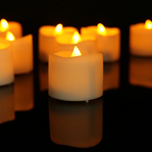 Micandle 24pcs Amber Yellow Battery Operated Candles Flickering Flashing Flameless Candle Light mini Tea Light