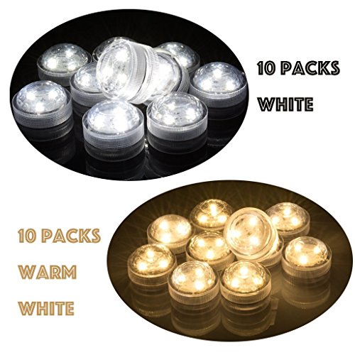 Set of 20 AceList Submersible Waterproof Underwater Tea Light Sub Lights Battery Operated LED TeaLight Thanksgiving Halloween Wedding Decoration Party Electric Flameless Candle