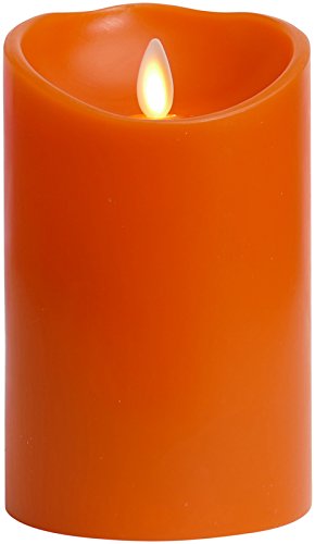 Halloween Flameless Candle featuring Moving Flame Technology by Liown Unscented LED Candle with Timer 35x5 Orange