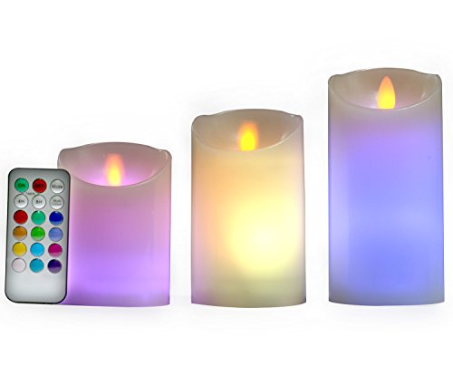 Homemory Color Changing Led Flameless Faux Candles With Remote And Timer Battery Powered Ivory Wax Moving Flame