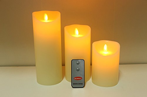 Kcriustm 35 Inch Ivory Wax Flameless Moving Wick Candle With Remote Control Flameless Candles Battery Not