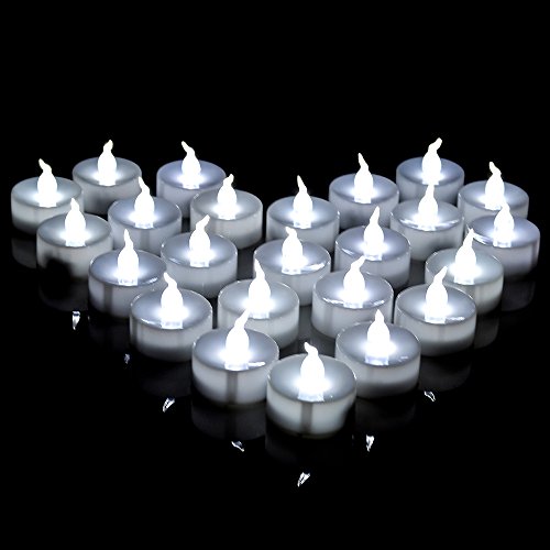 AGPtek 60 PCS Battery Operated No filcker Flameless Candles Steady LED Tealights Cool White