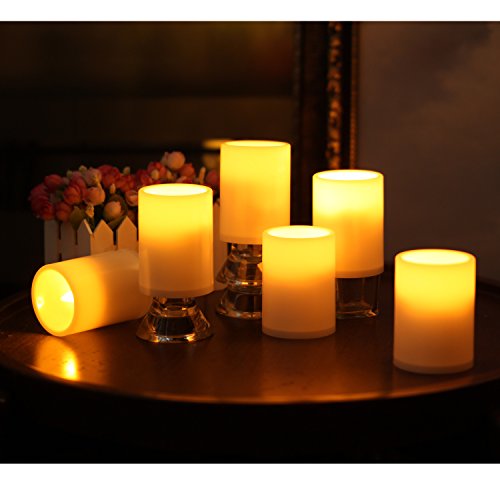Home Impressions Flameless Battery Operated Plastic Pillar Led Candle Light With Timer 6 Pack 3 X 4&quot Ivory