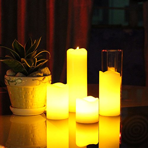 KubertÂ Flickering Flameless Candles Battery Operated LED with Remote Control of Extended Light Time Dimmable for Birthday Parties Weddings Festivals Decorations Christmas  Valentines