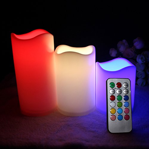 Multiple Color Flameless Candles Remote - Electric Candles Battery Operated Set Of 3 Remote Control 12 Color