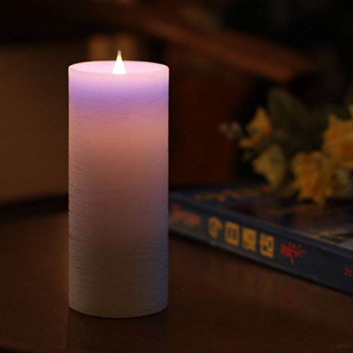 SIMPLUX Moving LED Candle Flameless Candle Battery Operated with Timer 3 by 7 Blue