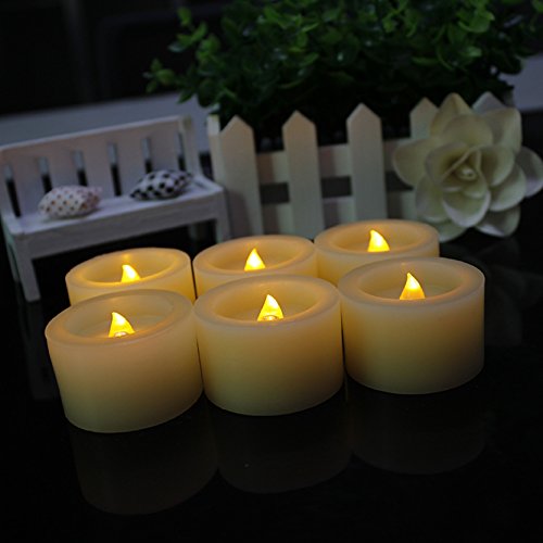 Set of 6 Timer LED Flickering Flameless Candles Battery Operated Real Wax  Unscented Divine LEDs 2 x12
