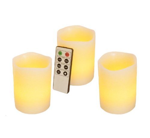 Frostfire Mooncandles - 3 Vanilla Scented Wax Flameless Candles with Timer and Remote Control 3x4 Inch