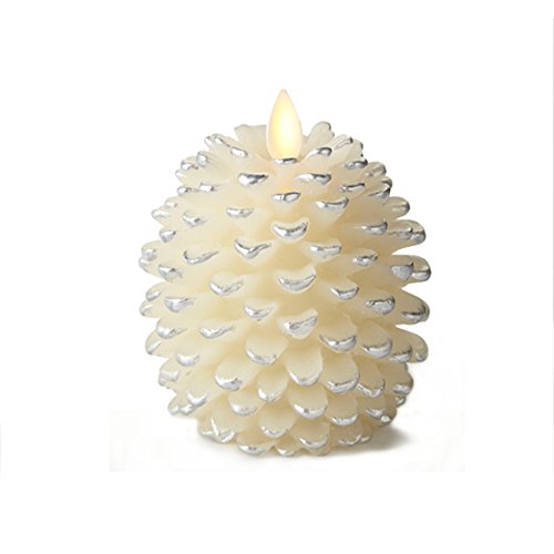 Luminara Pine Cone Candles 35 x 4 Unscented Battery Operated Luminara Flameless Candles with Timer White