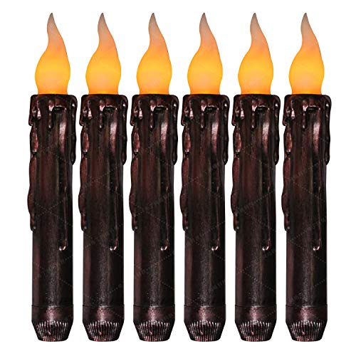 AESTHING 67 Inch Flickering Flameless Wax Dipped LED Taper Candles Battery Operated Taper Candles for Christmas Electric LED Candles for Party Wedding Thanksgiving Holiday Christmas Decor-6PACK