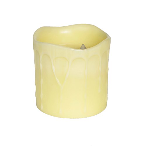 Dfl 6x6 Inch Flameless Real Wax Dripping Led Candle With Timerbattery-operatedivory