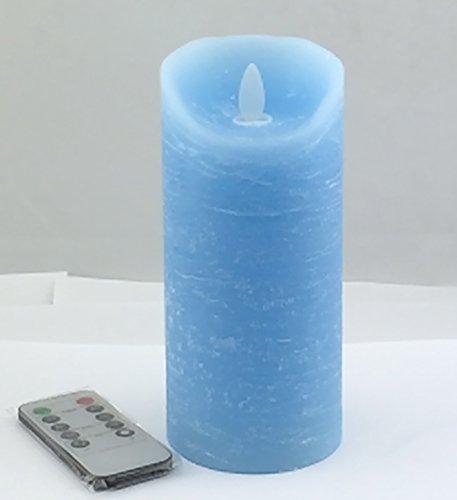 Dancing flame Candles with Timerreal wax led lights with Remote-Blue Rustic effectocean Scented-Flickering Realistic candlesnight light option 315 by7inch height 1piece set-By Adoria