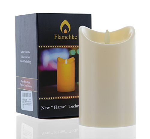 Flamelike Candles 35 X 5 - Flameless Incredibly Realistic Non Wax Led Moving Wick Flame Candle With Timer Battery