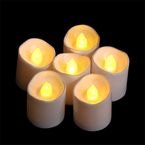 Led Tealights Flickering White Candles Realistic Flame Glitter Unscented With Power Decorations For Outdoor Bar