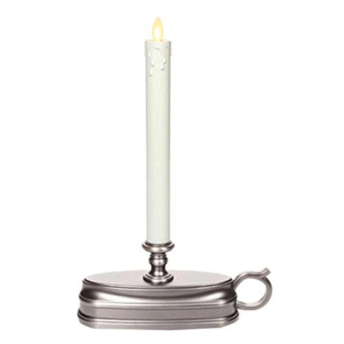 Luminara 00446 - 8" X 12" Realistic Flame Led Brushed Nickel Base Window Candle Lamp With Timer