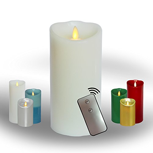 Most Realistic Moving Flame Real Wax Pillar Candle With Timer And Remote Control - Mimic A Warm And Natural Swaying