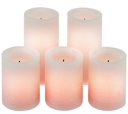 Candle Impressions Ombre Design Pillar Real Wax Flameless Candles W/auto Timer Feature - Set Of 5 - Blush Pink