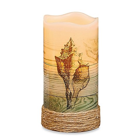Conch Shell Flameless Pillar Candle with LED and Timer