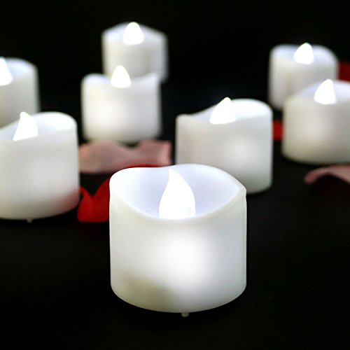 Youngerbaby 24pcs Cool White Flameless Candles With Timer - 6 hrs On 18 hr Off - Battery Operated Candles Flickering LED Tea lights For WeddingParty and Birthday