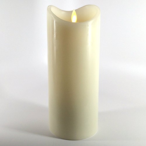 eCandle - Flamelike LED Flickering Flameless Candle with Timer 9 Inch x 35 Inch Unscented Wax Pillar Candle - Ivory