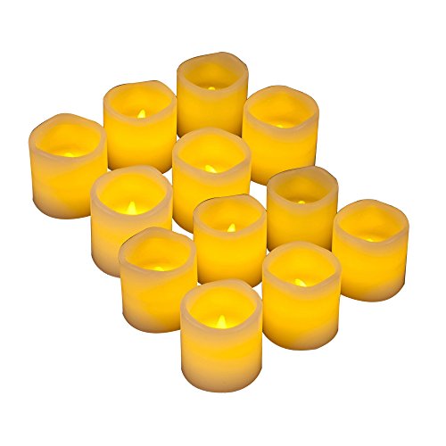 Flameless Led Candles Flickering Battery Powered Real Wax Unscented and Ivory Votive Style Candles Yellow Light ï¼Œ2 x 2 12Pcs for Weddings Brides Parties Gifts Festival Decoration