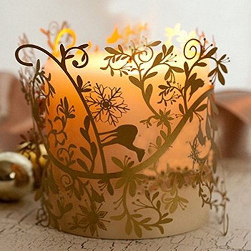 Hestia Goods Real Wax Flameless Candle Flickering Amber Yellow Flame candles Ivory Battery Powered Candles Dancing LED Wax Candles Realistic Decoration - Set of 12 Amber Yellow Round Edge