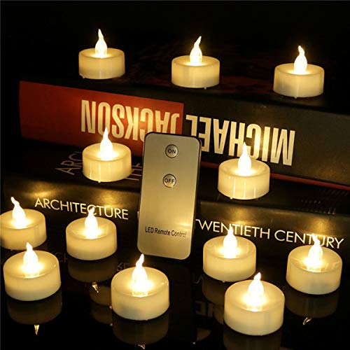 Electric Candles With Remote Flickering Realistic Bright Battery Operated LED Tea Lights Flameless Candles For Wedding Birthday Party Decoration Pack of 96 Electric Fake Candle in Warm White