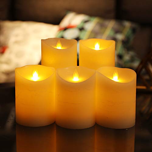 Flameless Candles Battery Operated Candles Pillar Ivory Real Wax Electric Candles with Remote and Timer