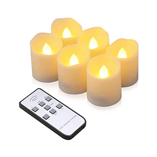 Flameless Candles LED Candles Set D15 X H19 Battery Operated Candles Flickering Bulb Pillar Ivory Real Wax Electric Candles with Remote and Timer Ivory6pack
