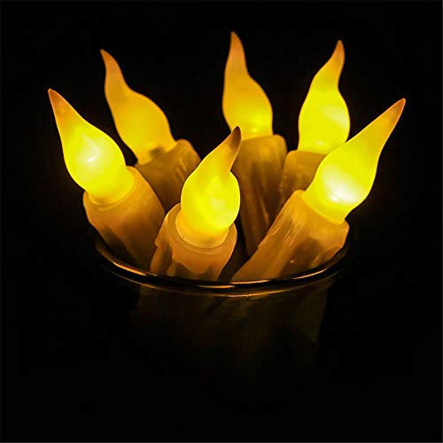 Flameless Candles YELLOW 6Pcs Flameless Led Operated Electric Candles With Remote Control Wax With Realistic Flickering Flame Effect Create The Perfect Ambience Around Lights for Halloween Decoratio