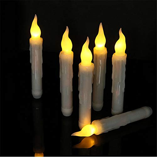 Sunsamy Halloween Light Yellow 6Pcs Flameless Led Operated Electric Candles with Remote Control Wax with Realistic Flickering Flame Effect Create The Perfect Ambience Around Your Home