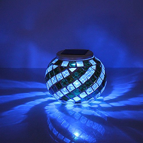 Samyo Solar Powered Mosaic Color Changing Garden Rechargeable LED Flameless Light Lamp for Indoor or Outdoor Decorations Party Patio Lawn Garden Waterproof HLG-01