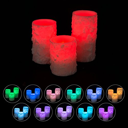 Serenita 3 Piece Set Flameless LED Candle Lights Set with Remote Control Timer 12 Color Changing Home Decor Dinner and Function 3x456 Warm White