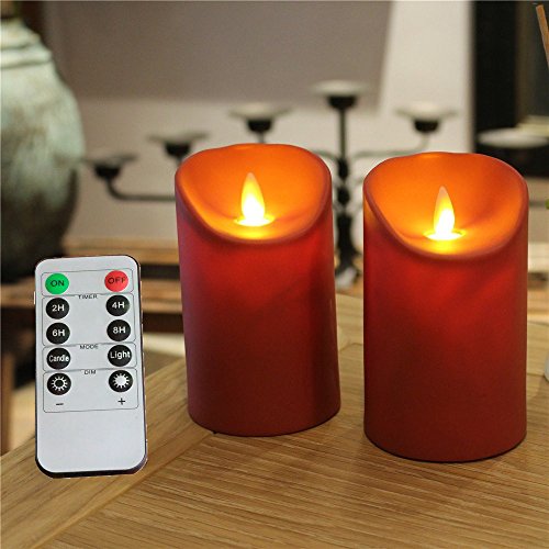 Christmas Decorative Remote Control Dancing Flame Flameless Pillar Electric Led Candles Lights With Timer (2,