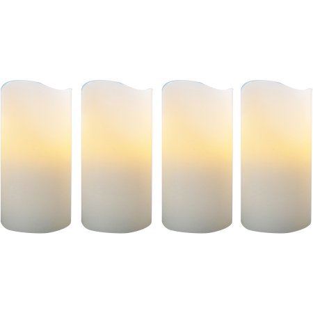 Flameless LED Pillar Candles 4pk Vanilla White BH4405939901 by Better Homes and Gardens