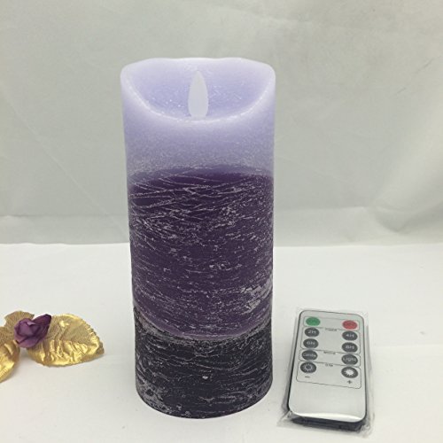 Adoria Tm Pillar Alternated-multi-purple Wax Led Candles With Rustic Effect Battery Operateddancing Flame 315