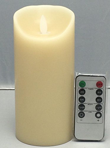 Dancing Flame led candles -Auto Cycle 24-Hour Timer Real Wax Ivory vanilla Scented Remote Set of 1 Dia315 by H7inch