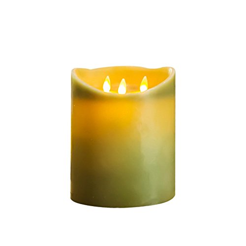 Nonno&ampzgf Flameless Candles 672 Inch Green Real Wax Pillars Realistic Dancing Led Flames And 2-key Remote Control
