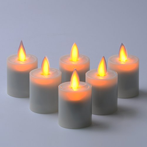 Ry-king 15 X 26 Dancing Flame Classic Pillar LED Tea Lights Candles - Set of 6 Ivory