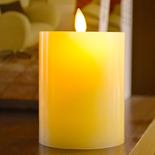 Smtyle Dancing Flame Wax Flat Top Pillar Candle With Timerremote Control 1
