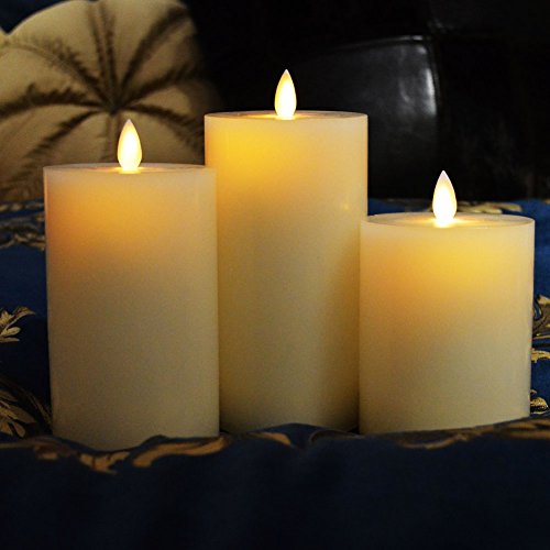 Smtyle Dancing Flame Wax Flat Top Pillar Candle With Timerremote Control 3