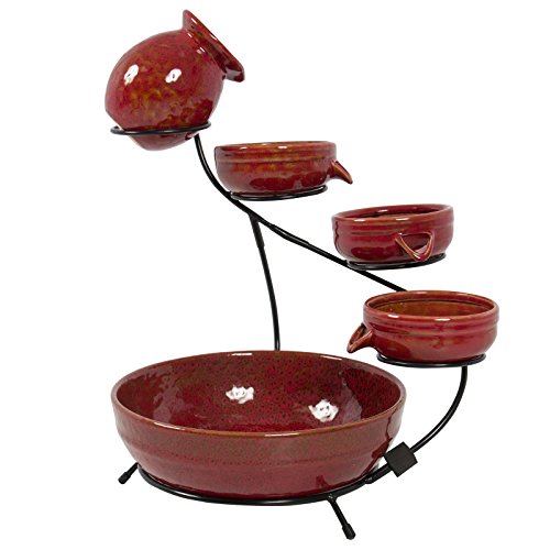 LTL Shop Red Standing Ceramic Solar Water Fountain Garden