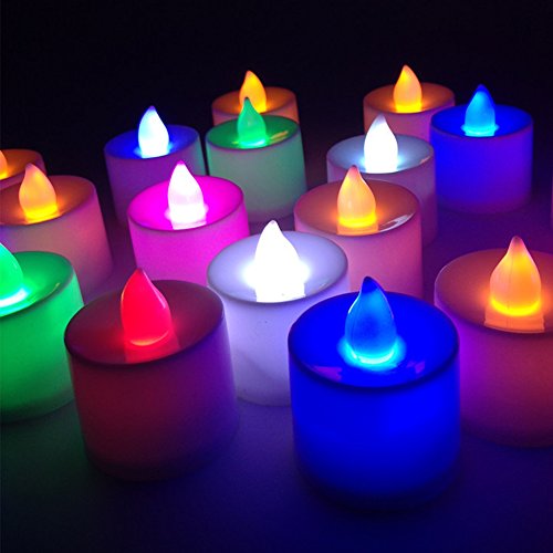 Sekishun-cho Battery-powered Flameless LED Tealight Candles - The Perfect Decoration 24 Pack Multi-colored