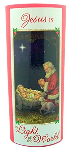 Adoring Kneeling Santa Glory God Flameless LED Light Christmas Candle